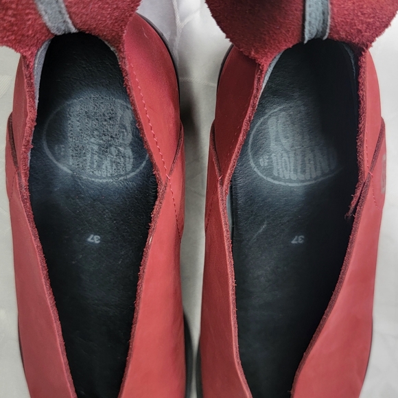 Loints Of Holland Dark Red Leather Ankle Strap Comfort Wedge Shoes Size 7.5 - Picture 11 of 16